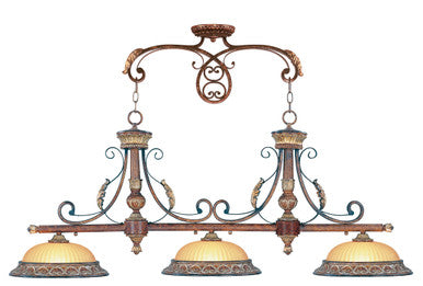 Livex Lighting Villa Verona Collection 3 Light VBZ Island in Verona Bronze with Aged Gold Leaf Accents 8584-63