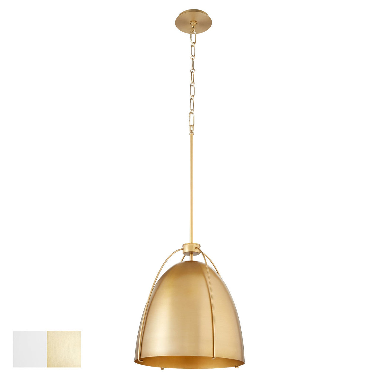 Quorum  Jamie 15" 1 Light Pendant - Studio White with Aged Brass 860-1-0880