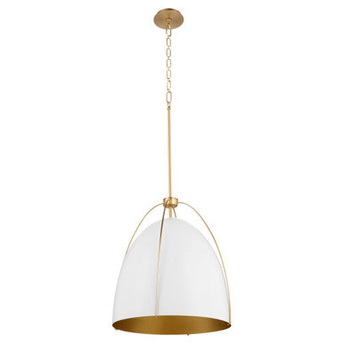 Quorum  Jamie 18" 3 Light Pendant - Studio White with Aged Brass 860-3-0880