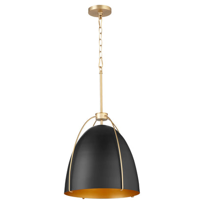 Quorum  Jamie 18" 3 Light Pendant - Matte Black with Aged Brass 860-3-5980