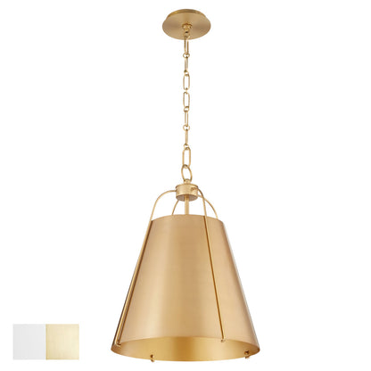 Quorum  Jamie 15" 1 Light Pendant - Studio White with Aged Brass 861-1-0880