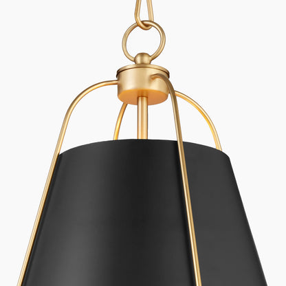 Quorum  Jamie 15" 1 Light Pendant - Matte Black with Aged Brass 861-1-5980