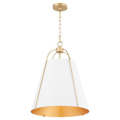 Quorum  Jamie 18" 3 Light Pendant - Studio White with Aged Brass 861-3-0880