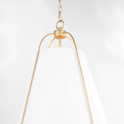 Quorum  Jamie 18" 3 Light Pendant - Studio White with Aged Brass 861-3-0880