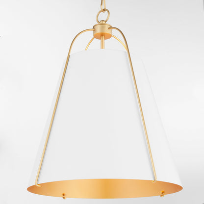 Quorum  Jamie 18" 3 Light Pendant - Studio White with Aged Brass 861-3-0880