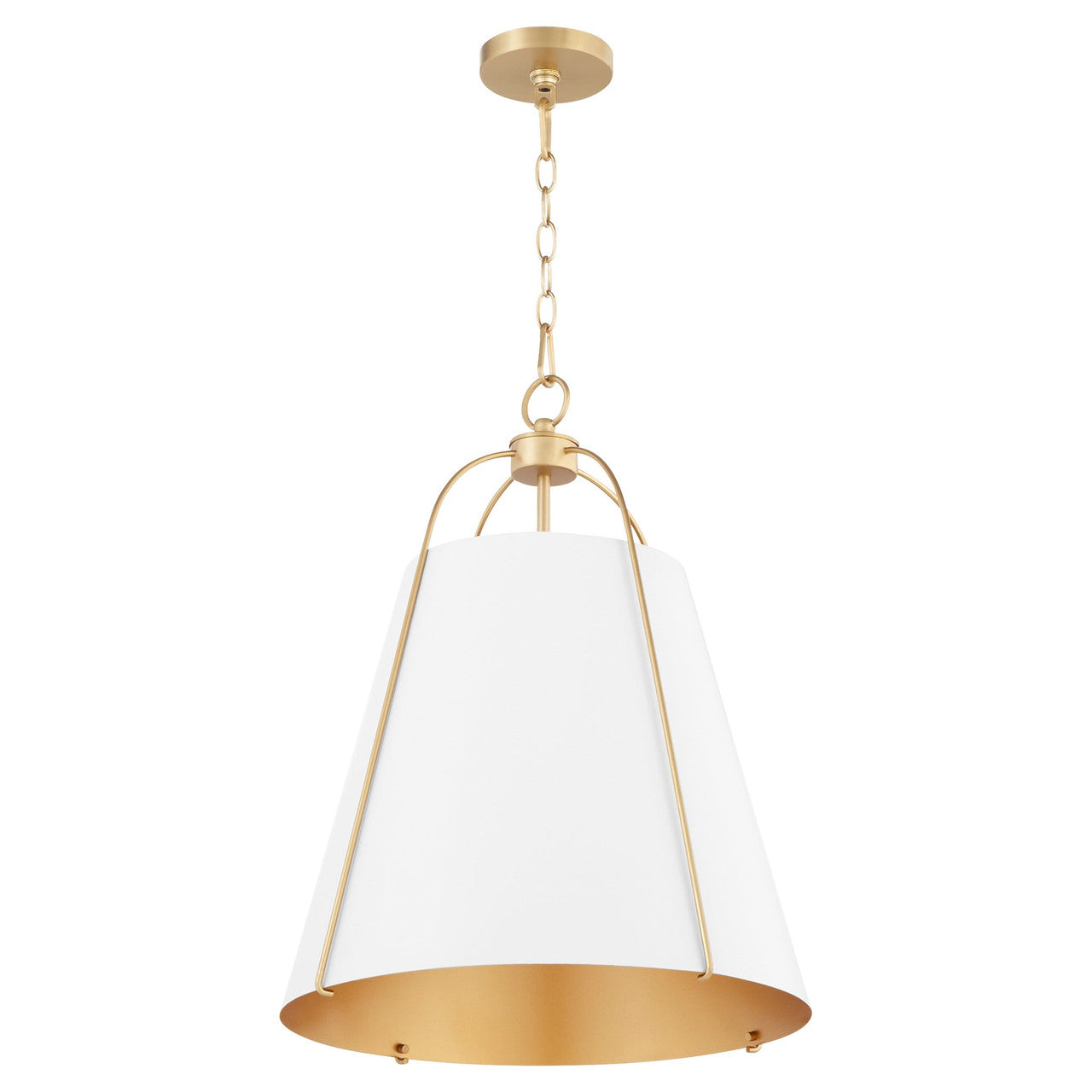 Quorum  Jamie 18" 3 Light Pendant - Studio White with Aged Brass 861-3-0880