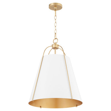 Quorum  Jamie 18" 3 Light Pendant - Studio White with Aged Brass 861-3-0880