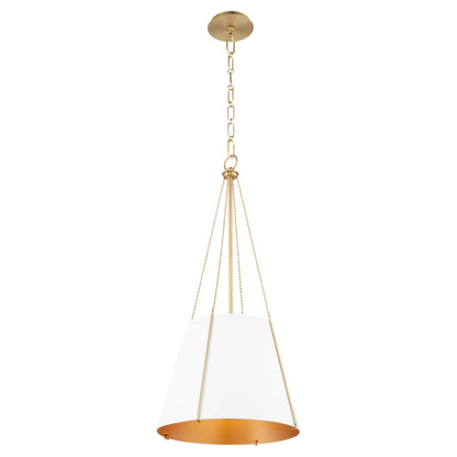 Quorum  Denise 15" Pendant - Studio White with Aged Brass  862-1-0880