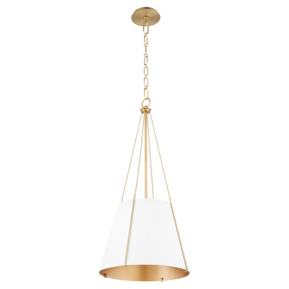 Quorum  Denise 15" Pendant - Studio White with Aged Brass  862-1-0880