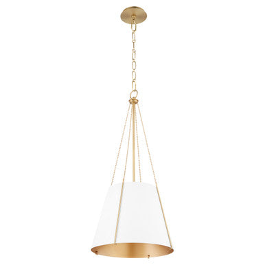 Quorum  Denise 15" Pendant - Studio White with Aged Brass  862-1-0880