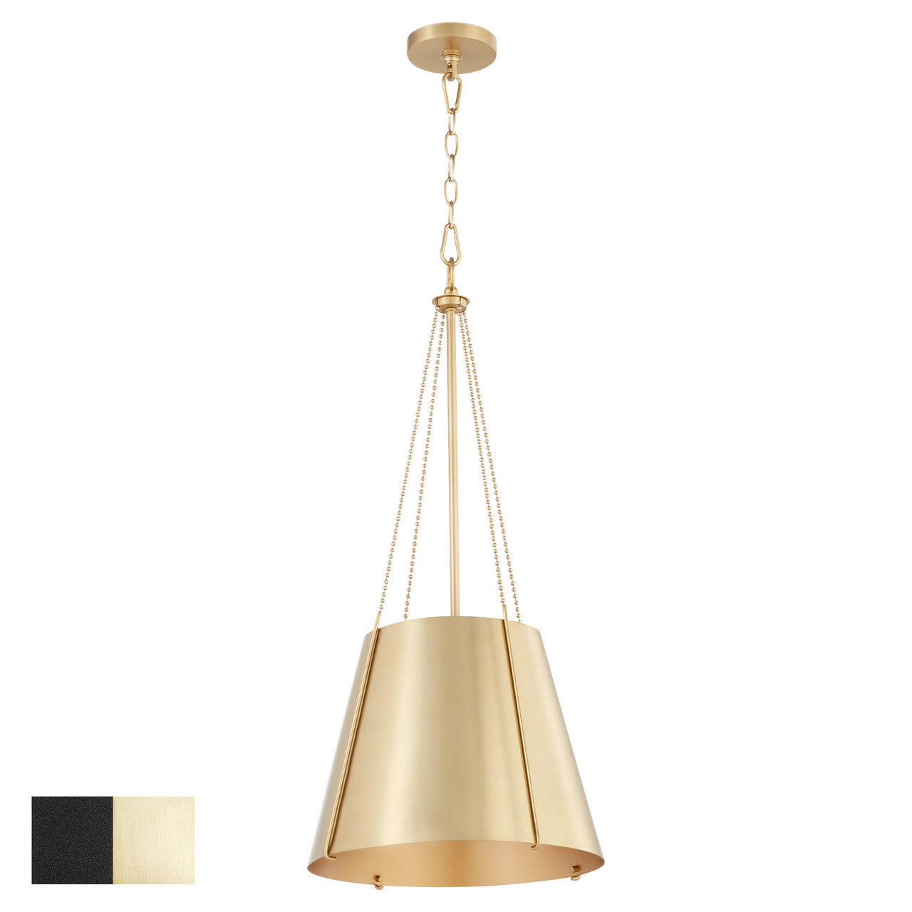 Quorum  Denise 15" Pendant - Matte Black with Aged Brass  862-1-5980