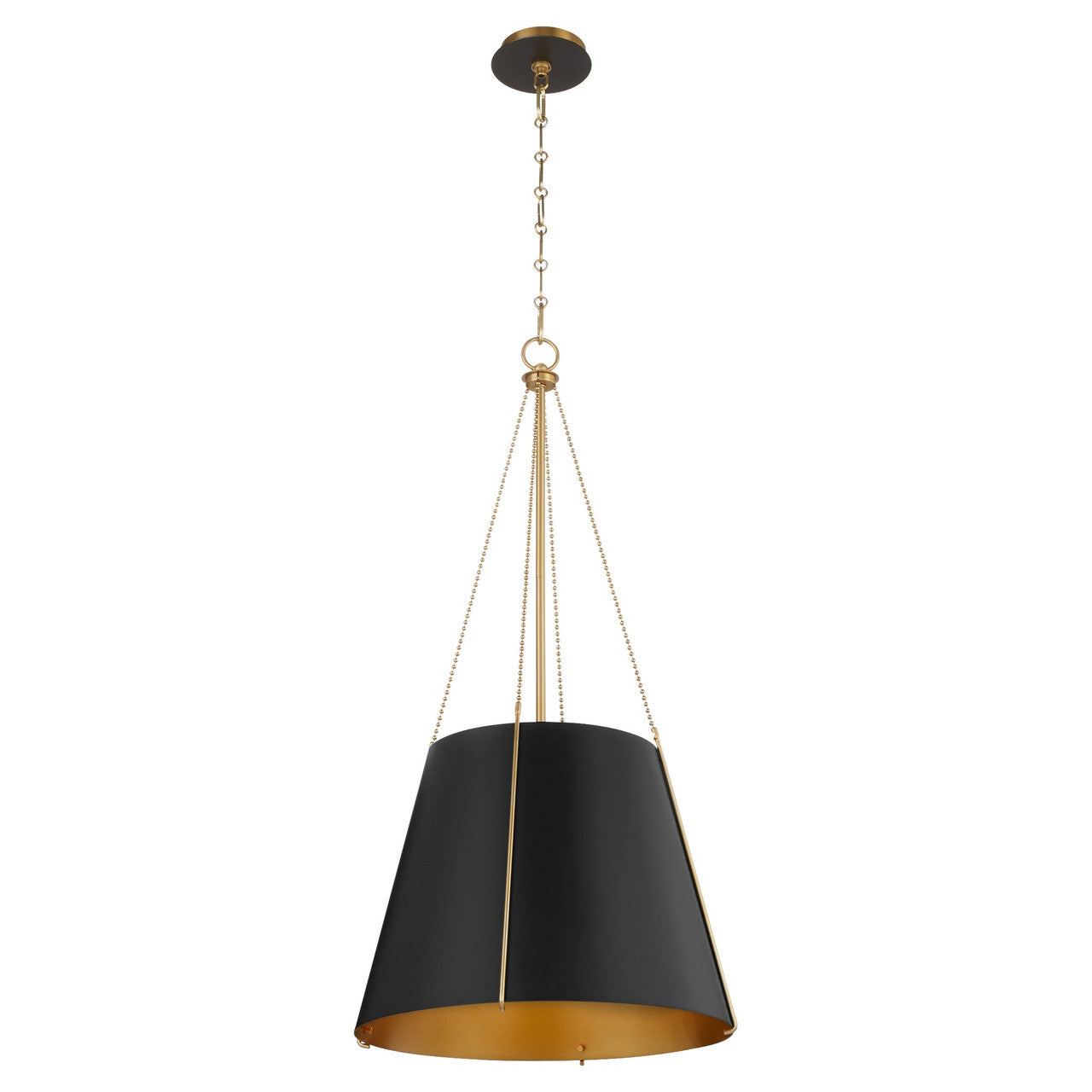 Quorum  Denise 18" Pendant - Matte Black with Aged Brass  862-3-5980