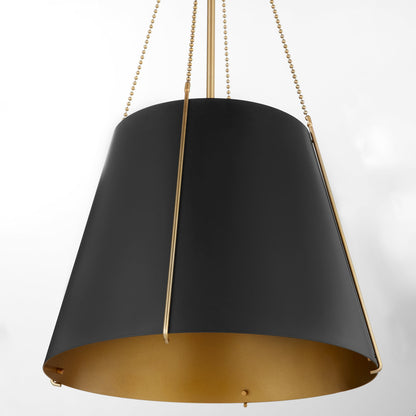 Quorum  Denise 18" Pendant - Matte Black with Aged Brass  862-3-5980