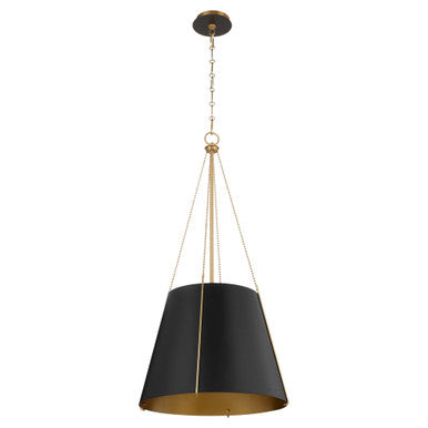 Quorum  Denise 18" Pendant - Matte Black with Aged Brass  862-3-5980