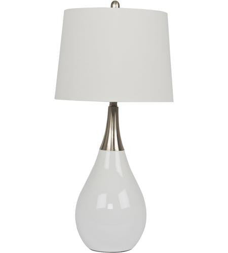 Craftmade White Table Lamp w/Hard Back Shade in Gloss White / Brushed Polished Nickel 86221