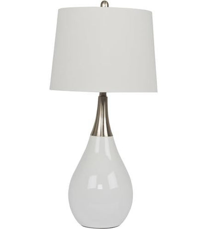 Craftmade White Table Lamp w/Hard Back Shade in Gloss White / Brushed Polished Nickel 86221