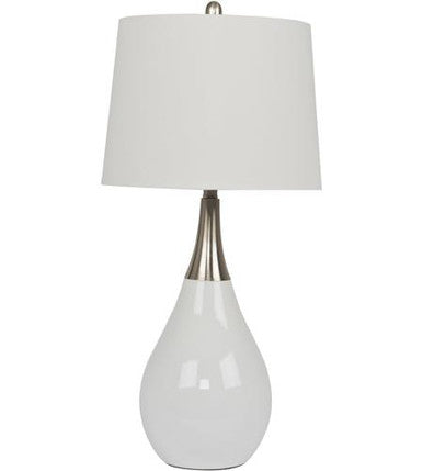 Craftmade White Table Lamp w/Hard Back Shade in Gloss White / Brushed Polished Nickel 86221