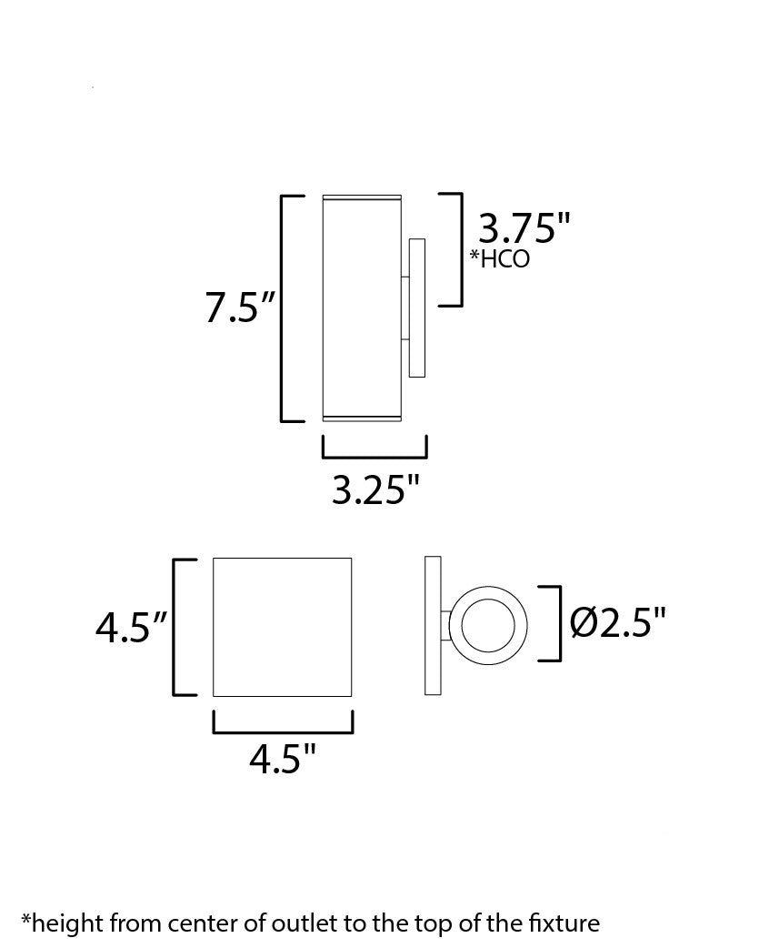 Maxim Calibro 7.5" LED Outdoor Sconce in Black 86431BK