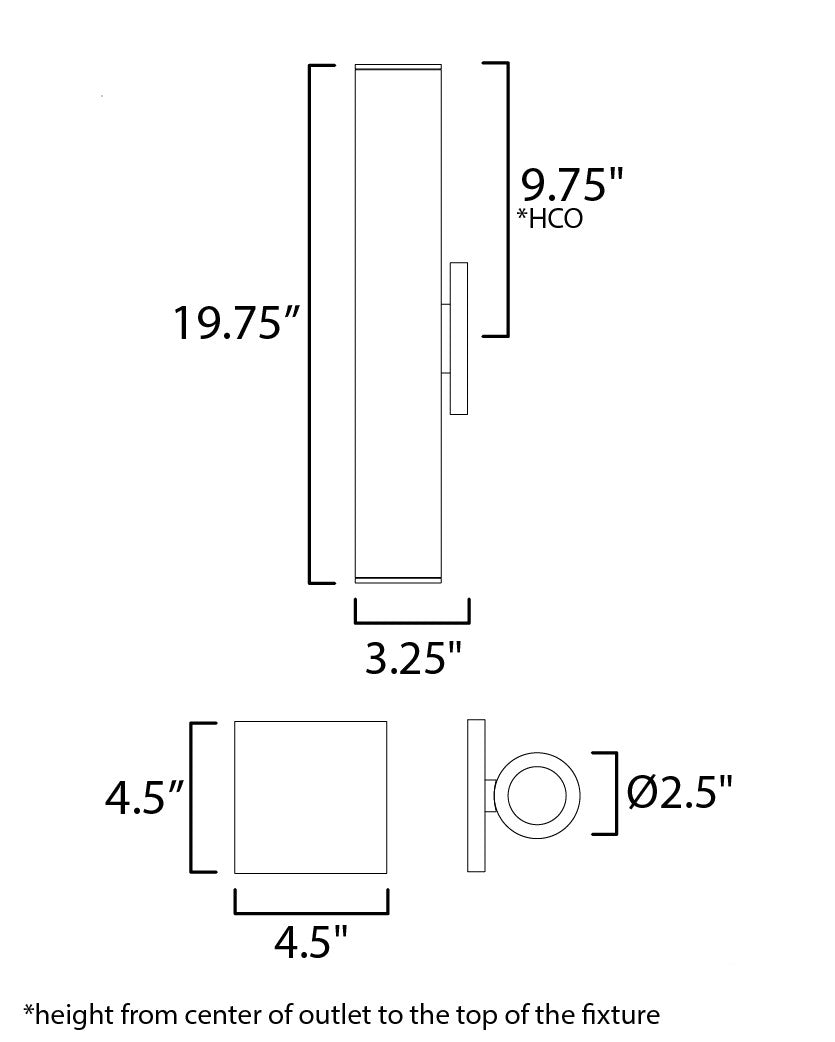 Maxim Calibro 20" Outdoor Wall Sconce in Black 86435BK