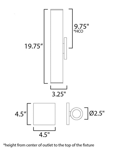 Maxim Calibro 20" Outdoor Wall Sconce in Black 86435BK