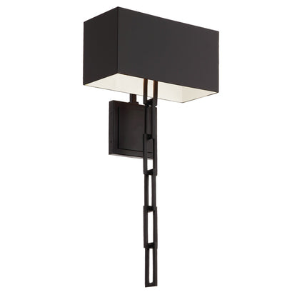 Crystorama Brian Patrick Flynn for Crystorama Alston 2 Light Matte Black + White Wall Mount 8682-MK-WH