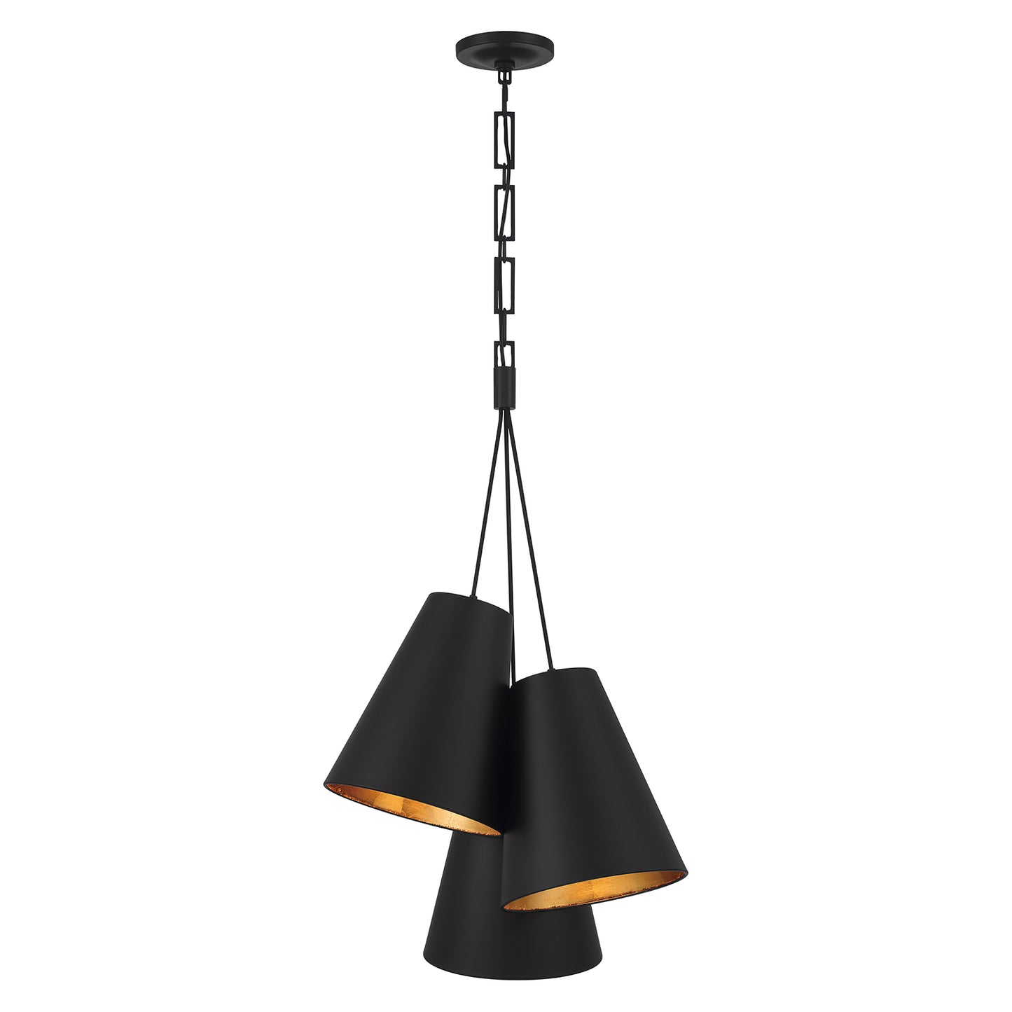 Crystorama Brian Patrick Flynn Alston 3 Light Matte Black + Antique Gold Pendant 8684-MK-GA