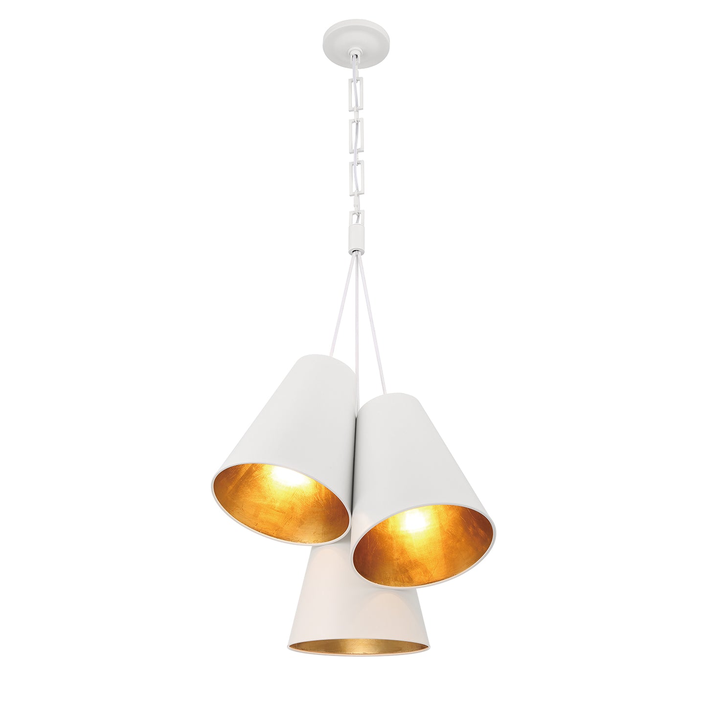 Crystorama Brian Patrick Flynn Alston 3 Light Matte White + Antique Gold Pendant 8684-MT-GA