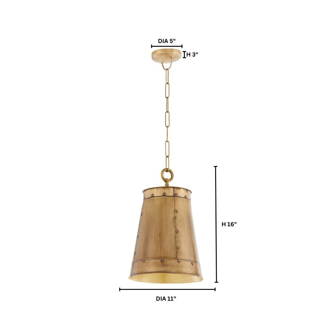 Quorum  Artisan 11"/1 Light Pendant - Artisan Brass 87-1-75