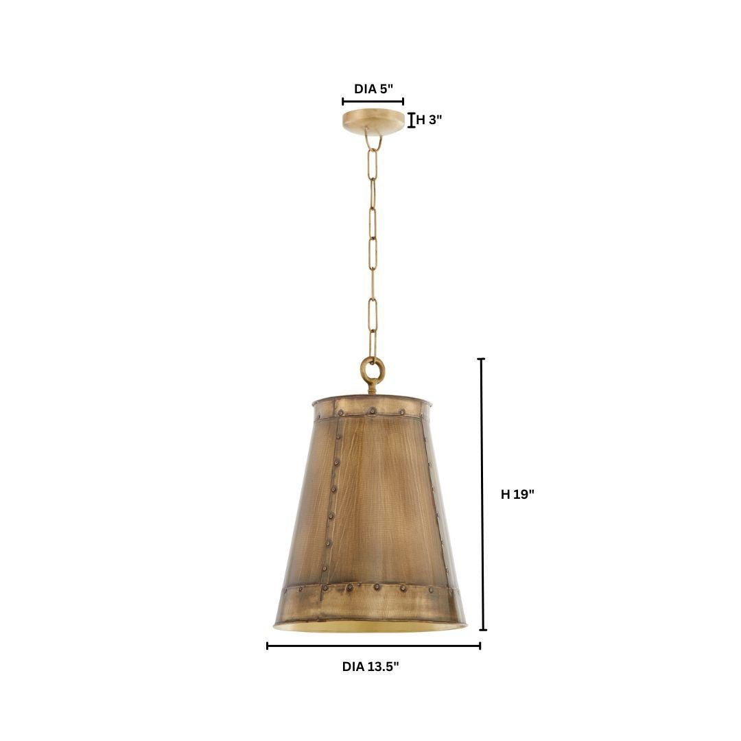 Quorum  Artisan 14"3 Light Pendant - Artisan Brass 87-3-75