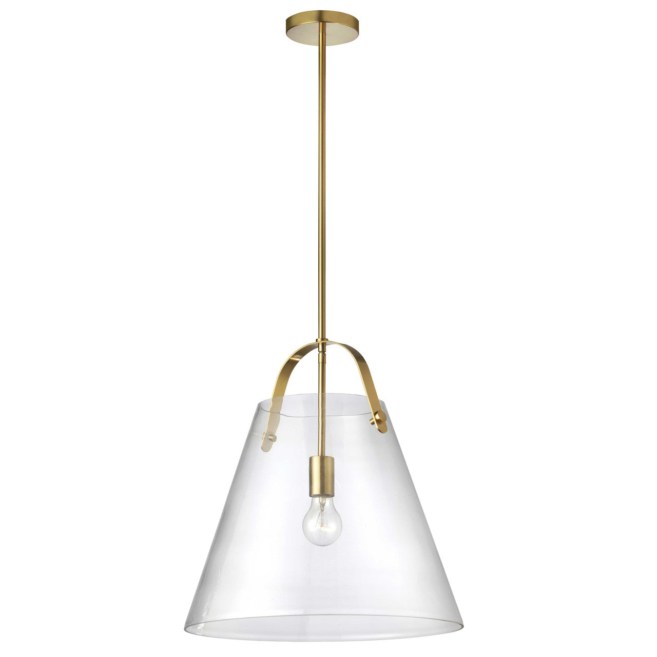 Dainolite 1 Light Incandescent Pendant, Aged Brass w/ Clear Glass 871-171P-AGB