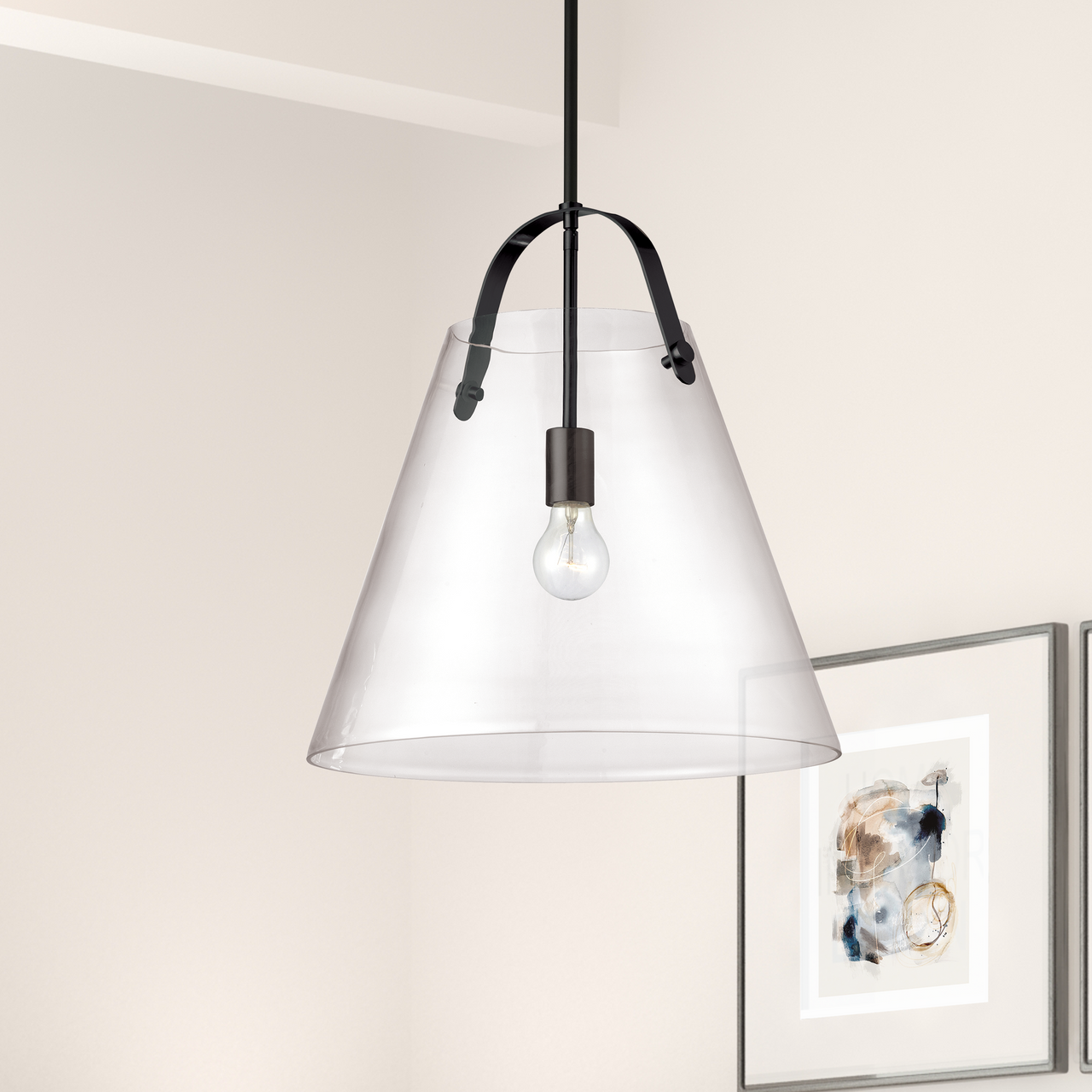 Dainolite 1 Light Incandescent Pendant, Matte Black w/ Clear Glass 871-171P-MB