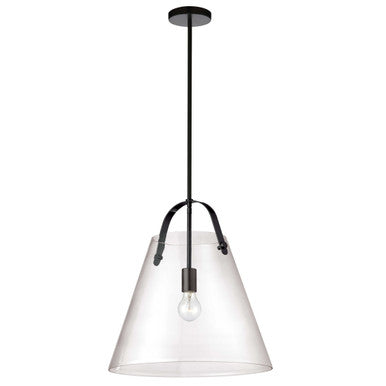 Dainolite 1 Light Incandescent Pendant, Matte Black w/ Clear Glass 871-171P-MB