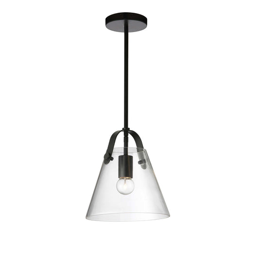 Dainolite 1 Light Incandescent Pendant, Matte Black w/ Clear Glass 871-91P-MB