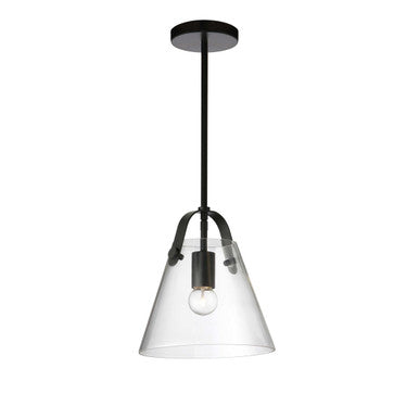 Dainolite 1 Light Incandescent Pendant, Matte Black w/ Clear Glass 871-91P-MB