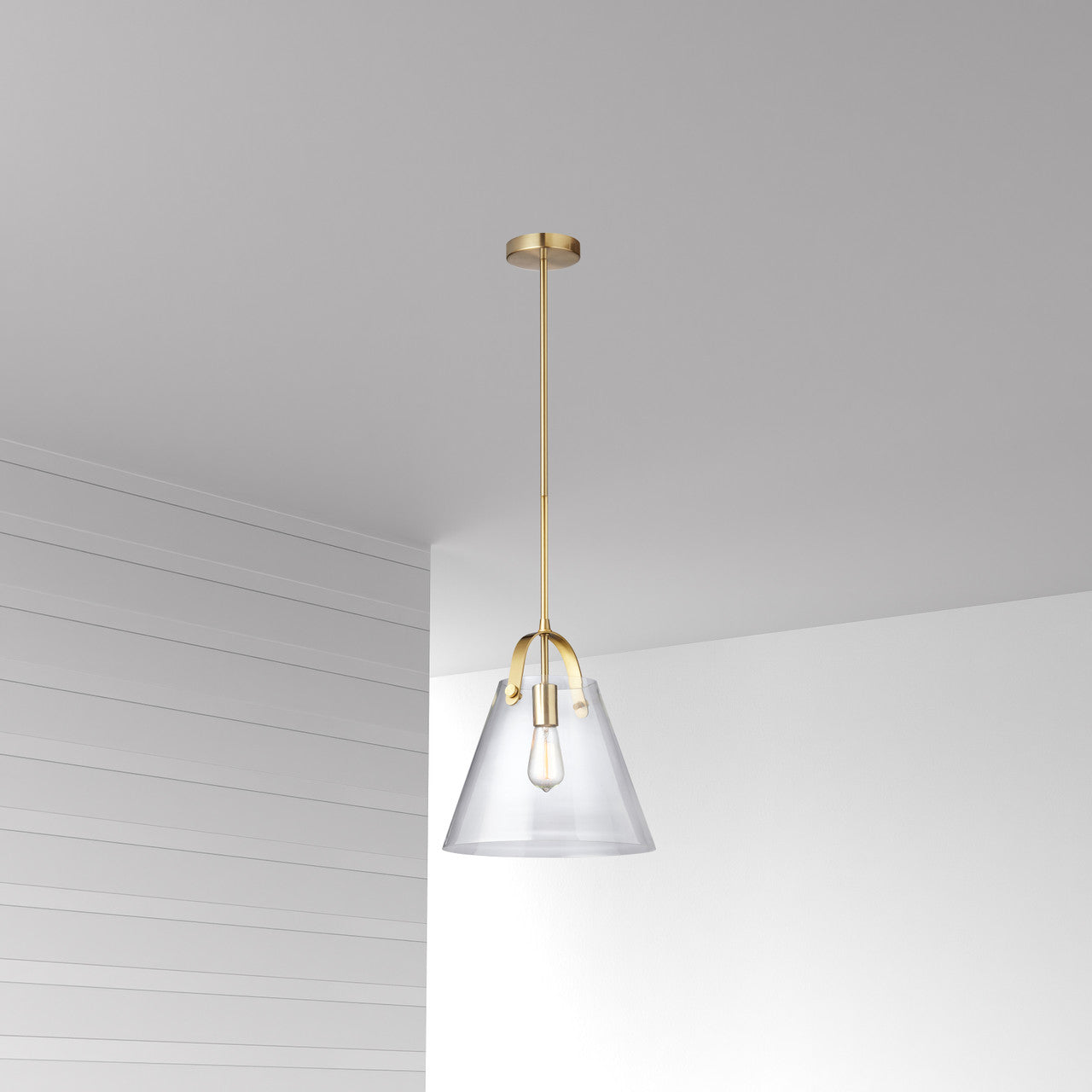 Dainolite 1 Light Incandescent Pendant Aged Brass Finish with Clear Glass 871P-AGB