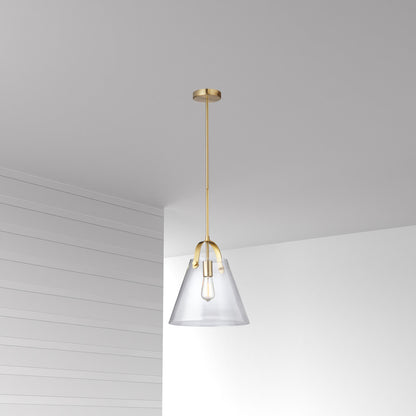 Dainolite 1 Light Incandescent Pendant Aged Brass Finish with Clear Glass 871P-AGB