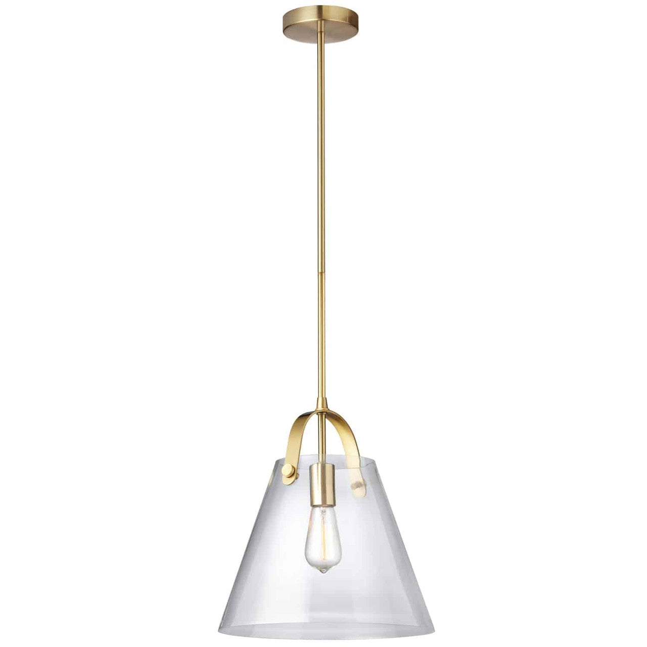 Dainolite 1 Light Incandescent Pendant Aged Brass Finish with Clear Glass 871P-AGB