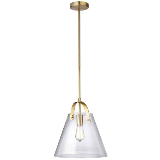 Dainolite 1 Light Incandescent Pendant Aged Brass Finish with Clear Glass 871P-AGB