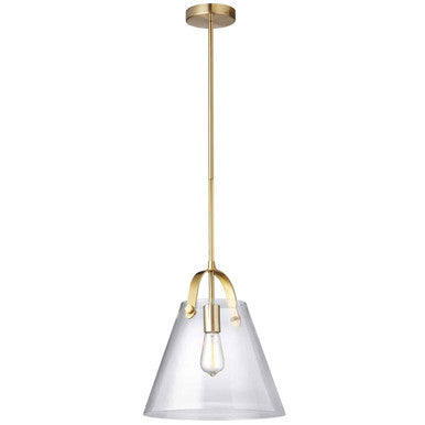 Dainolite 1 Light Incandescent Pendant Aged Brass Finish with Clear Glass 871P-AGB