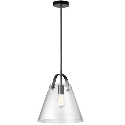 Dainolite 1 Light Incandescent Pendant Matte Black Finish with Clear Glass 871P-BK