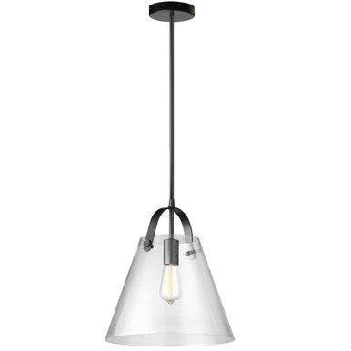 Dainolite 1 Light Incandescent Pendant Matte Black Finish with Clear Glass 871P-BK