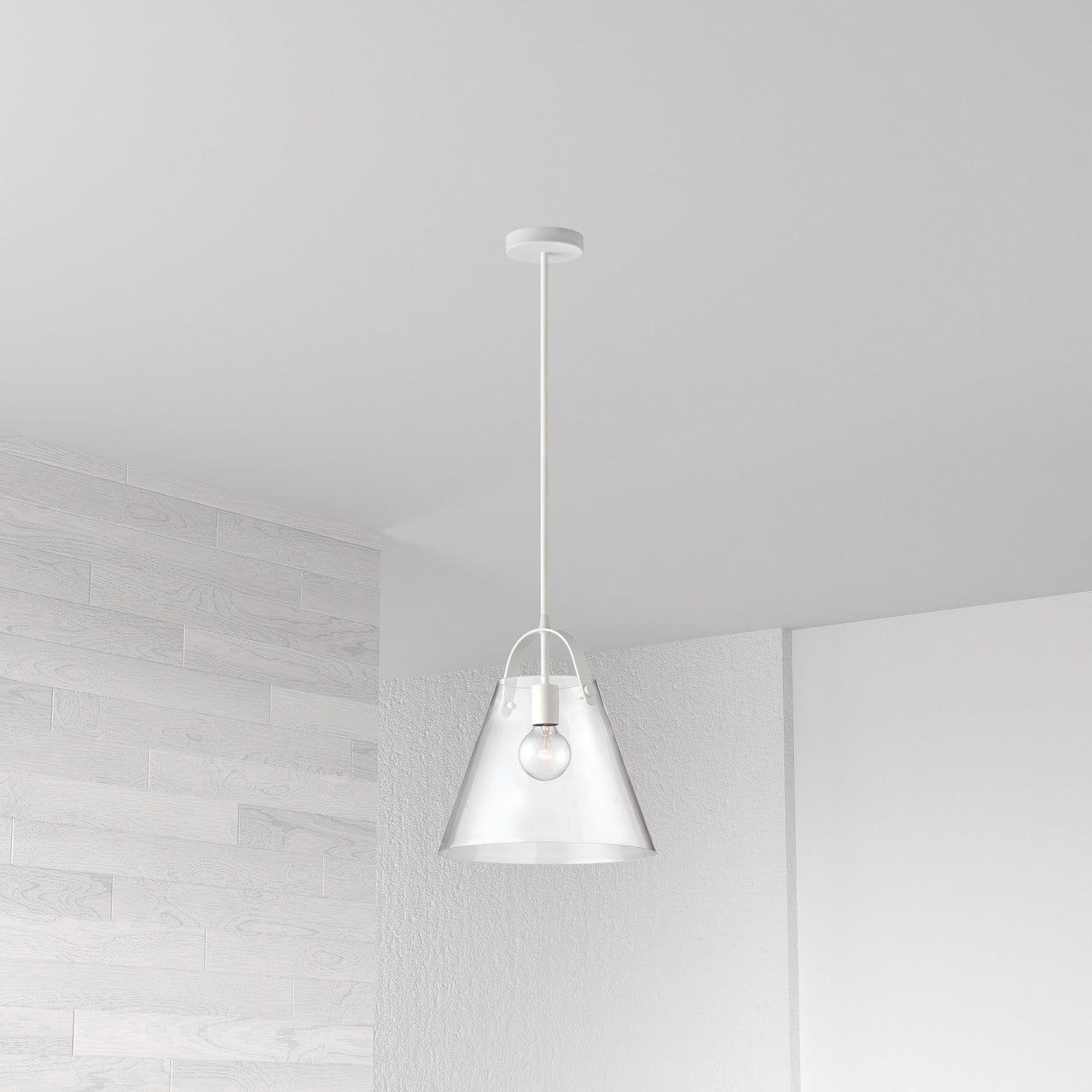 Dainolite 1 Light Incandescent Pendant Matte White Finish with Clear Glass 871P-WH