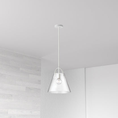 Dainolite 1 Light Incandescent Pendant Matte White Finish with Clear Glass 871P-WH