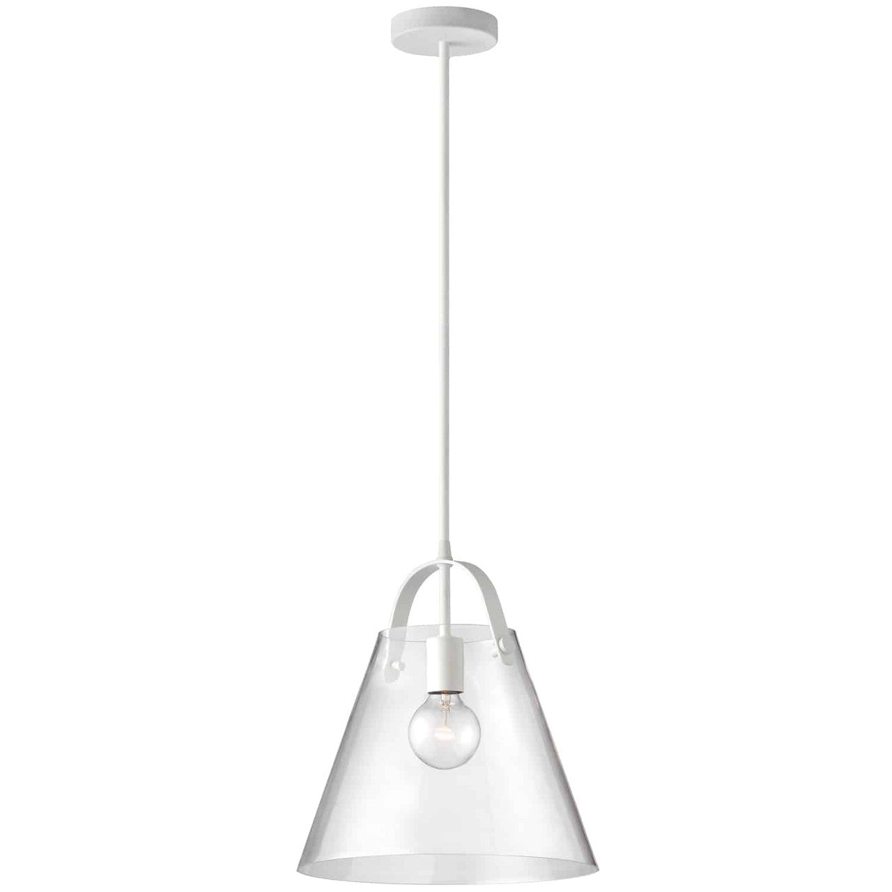 Dainolite 1 Light Incandescent Pendant Matte White Finish with Clear Glass 871P-WH