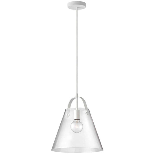 Dainolite 1 Light Incandescent Pendant Matte White Finish with Clear Glass 871P-WH