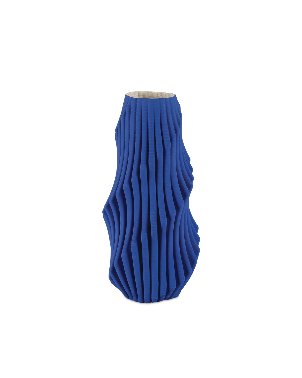 Currey & Co Blue Pleat Medium Vase in Cobalt Blue 1200-0892