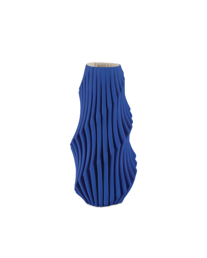 Currey & Co Blue Pleat Medium Vase in Cobalt Blue 1200-0892