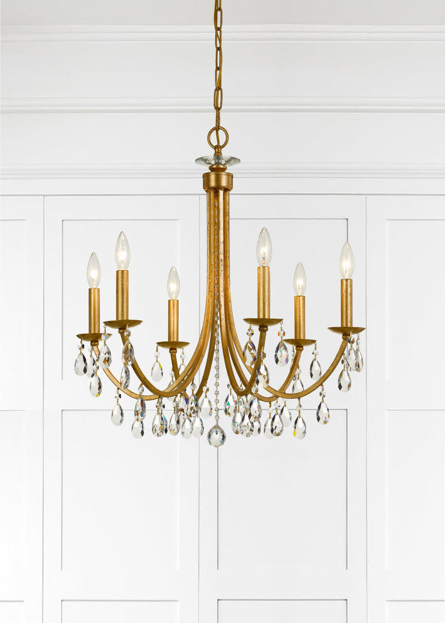 Crystorama Bridgehampton 6 Light Crystal Antique Gold Chandelier 8826-GA-CL-MWP