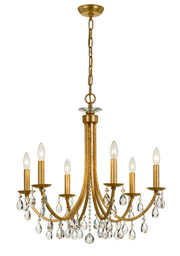 Crystorama Bridgehampton 6 Light Crystal Antique Gold Chandelier 8826-GA-CL-MWP