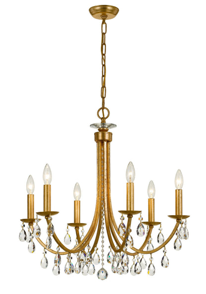 Crystorama Bridgehampton 6 Light Swarovski Strass Crystal Antique Gold Chandelier 8826-GA-CL-S